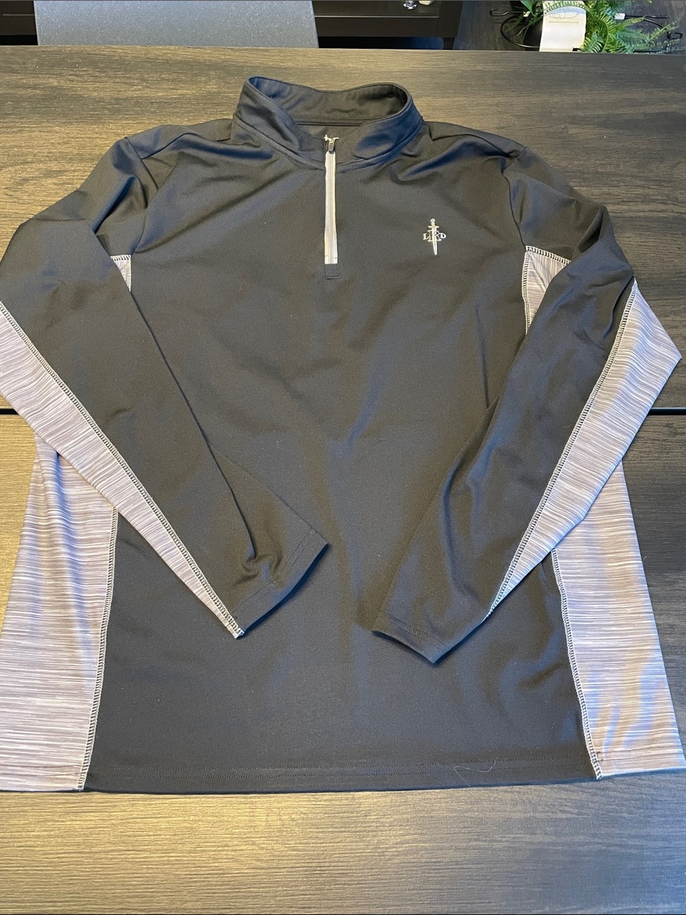 Men's Black Performance Half-Zip Jacket with Heather Gray Panels